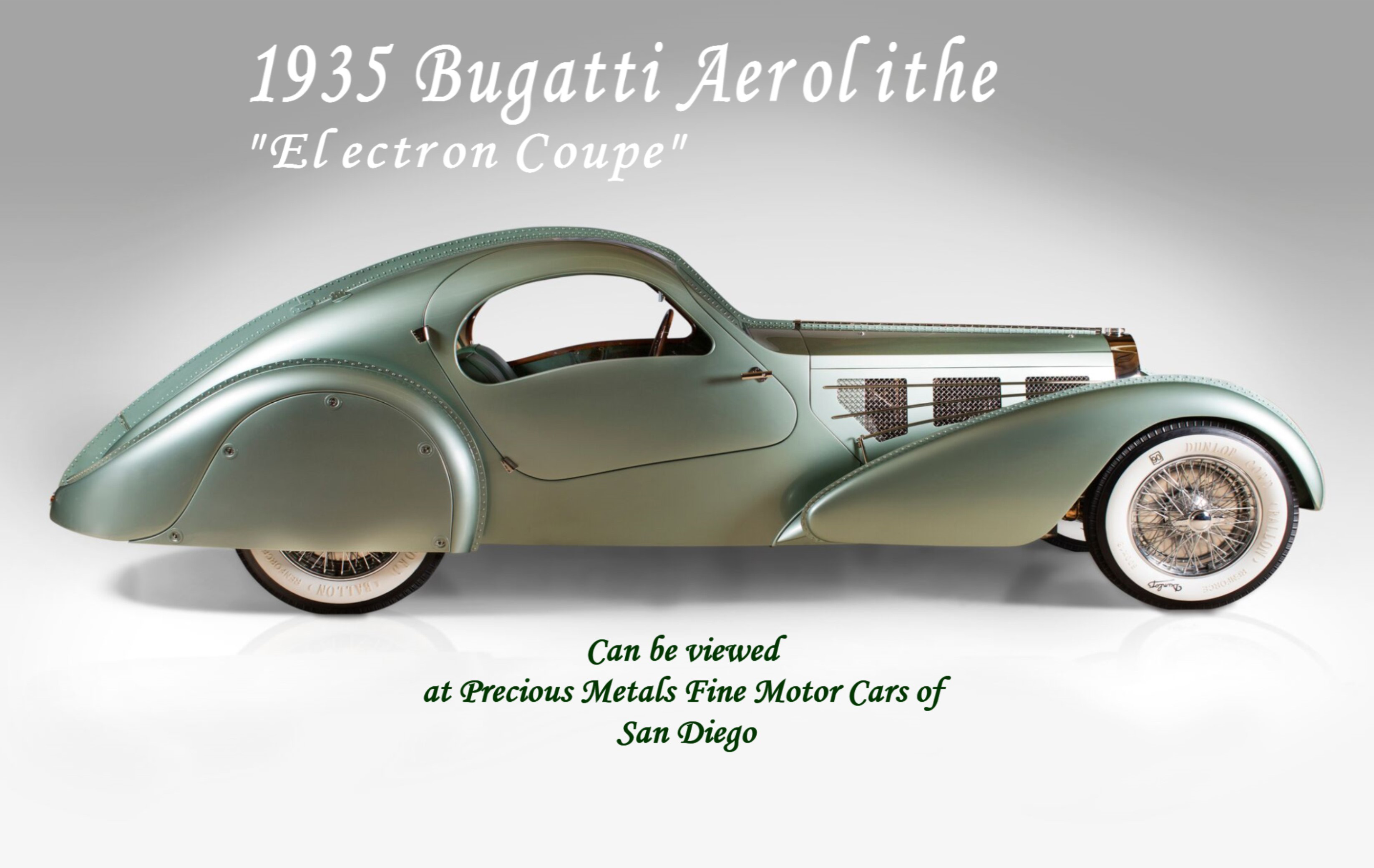 1935 Bugatti Aerolithe Electron Coupe Proudly Offered by Precious Metals Fine Motor Cars of San Diego